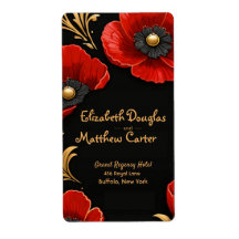 Luxury Black Red and Gold Floral Wedding