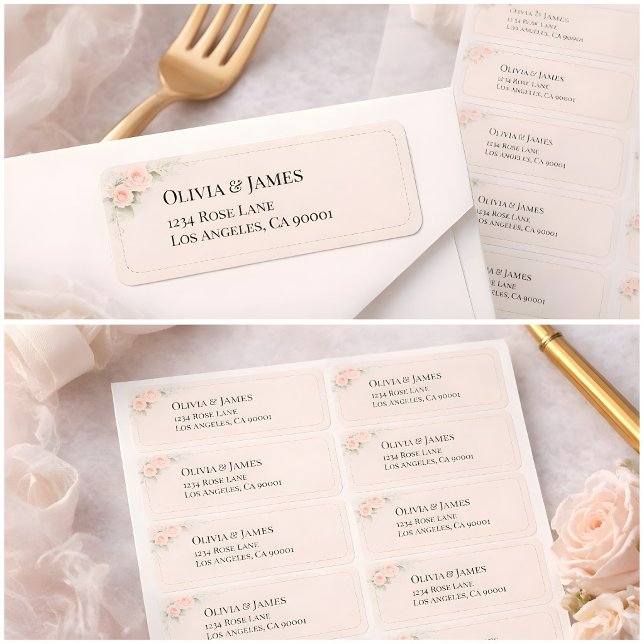 Étiquette Luxury Blush Floral Return Address Labels (Créateur téléchargé)