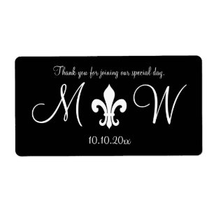 Étiquette Luxury style monogram wedding water bottle labels
