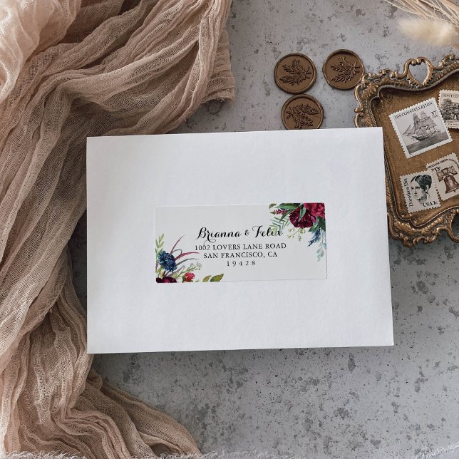 Étiquette Luxury Whimsical Boho Floral Wedding RSVP Adresse (Créateur téléchargé)