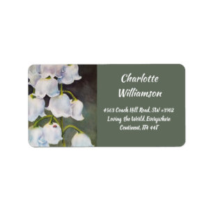 Étiquette Lys de la Vallée Fleurs en Aquarelle