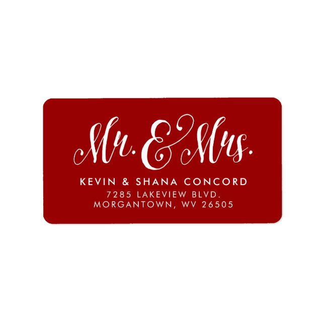 Étiquette M. et Mme. red adresse de retour (Devant)