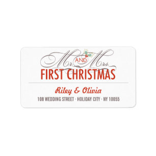 Étiquette M. & Mme First Christmas Holiday Mariage Adresse