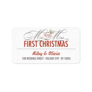 Étiquette M. & Mme First Christmas Holiday Mariage Adresse
