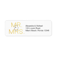 M. & Mme Gold Elegant Mariage de typographie