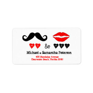 Étiquette M. & Mme Lips & Mustache Adresse du Mariage