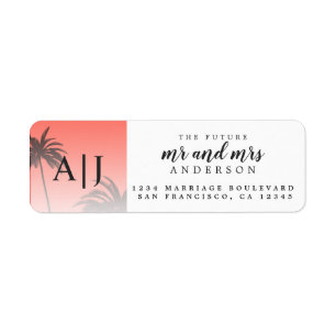 Étiquette M. Mme Monogram Beach Mariage Retour Adresse