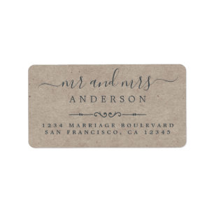 Étiquette M. Mme Script Kraft Mariage de papier Adresse de r