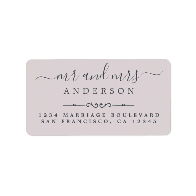 Étiquette M. Mme Script Pastel Purple Mariage Adresse de ret (Devant)