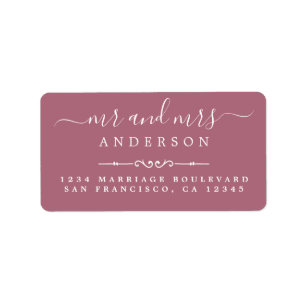 Étiquette M. Mme Script Purple Cassis Mariage Adresse de ret