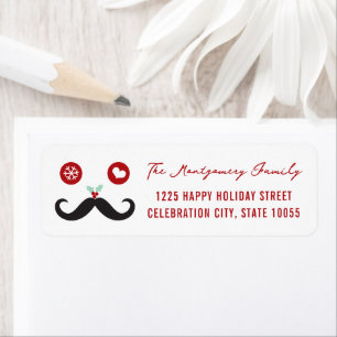 Étiquette M. Mustache Mistletoes Snowflake Adresse de vacanc