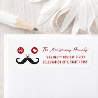 Étiquette M. Mustache Mistletoes Snowflake Adresse de vacanc