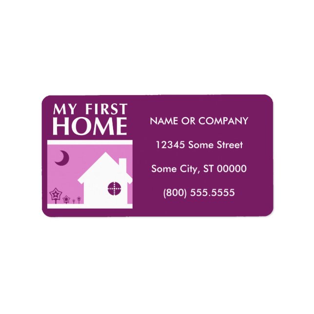 Étiquette ma première maison (mod mauve) (Devant)