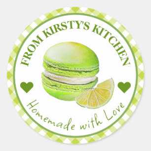 Étiquette Macaroon Gingham Lime Faite Maison Aquar
