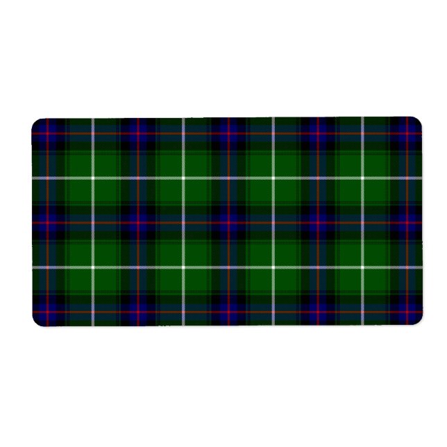 Étiquette MacDonald tartan bleu vert plaid (Devant)