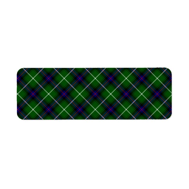 Étiquette MacDonald tartan bleu vert plaid (Devant)