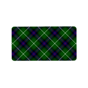 Étiquette MacDonald tartan bleu vert plaid