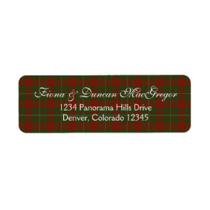 Étiquette MacGregor Cardney Tartan Scottish Adresse de retou