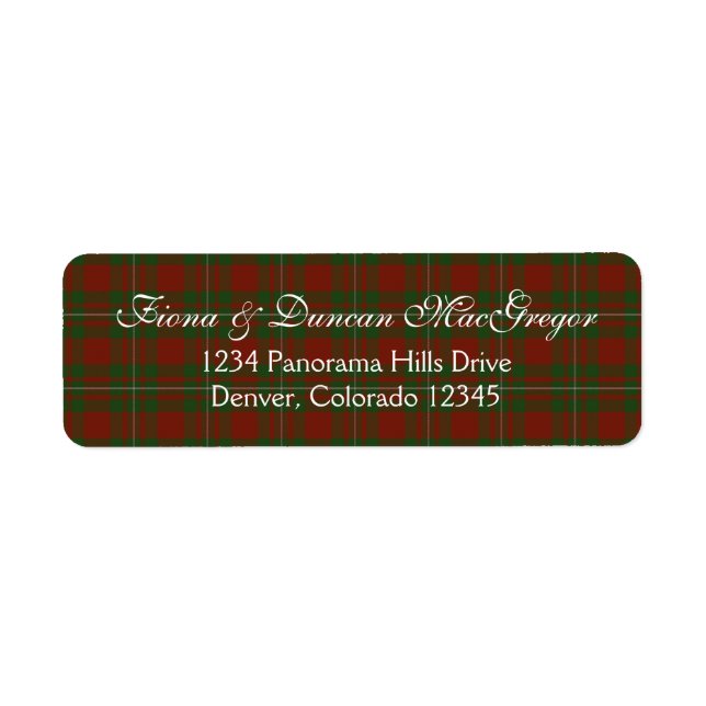 Étiquette MacGregor Cardney Tartan Scottish Adresse de retou (Devant)