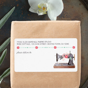Étiquette Machine à coudre vintage Boho Floral Livraison