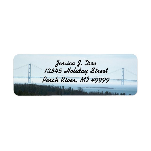 Étiquette Mackinac Bridge Michigan UP Adresse de retour Labe (Devant)