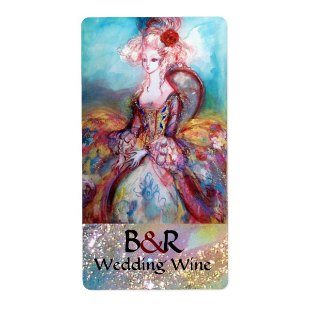 Étiquette MADAME POMPADOUR MONOGRAM Vin Mariage (Devant)