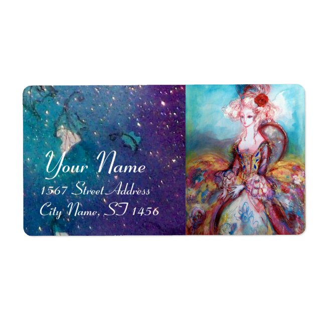 Étiquette MADAME POMPADOUR, vert bleu rose vif (Devant)