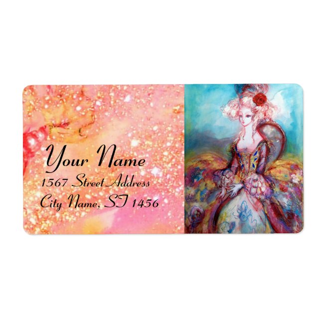 Étiquette MADAME POMPADOUR, vert bleu rose vif (Devant)