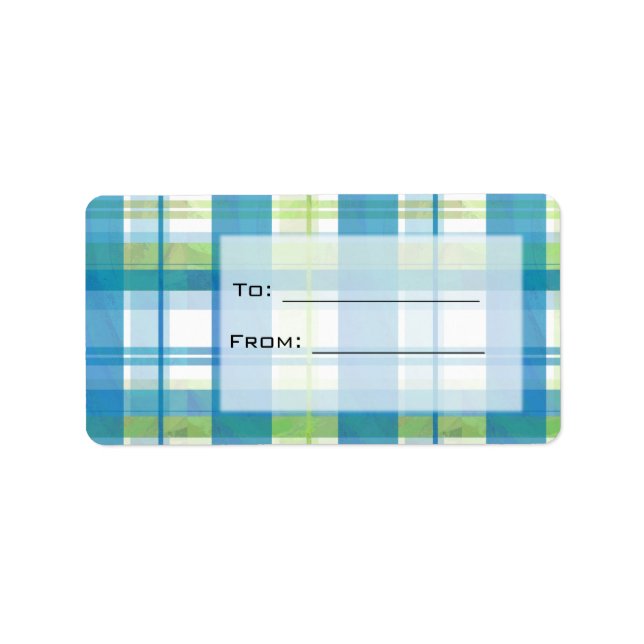 Étiquette Madras Plaid Green et Blue (Devant)