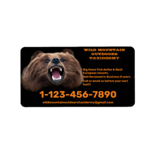 Étiquette Magasin de taxidermie de gros gibier d'ours person