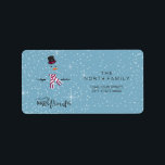 Étiquette Magic and Wonder Christmas Snowman Blue ID440<br><div class="desc">Belle conception étiquette de Noël avec un bonhomme de neige stylisé sur un arrière - plan bleu cadet parsemé de flocons de neige et d'étoiles. La typographie branchée de 'Magic and Wonder' complète le design. Ajoutez votre nom et votre adresse à l'aide du modèle fourni. Recherchez ID440 pour voir d'autres...</div>