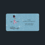 Étiquette Magic and Wonder Christmas Snowman Blue ID440<br><div class="desc">Belle conception étiquette de Noël avec un bonhomme de neige stylisé sur un arrière - plan bleu cadet parsemé de flocons de neige et d'étoiles. La typographie branchée de 'Magic and Wonder' complète le design. Ajoutez votre nom et votre adresse à l'aide du modèle fourni. Recherchez ID440 pour voir d'autres...</div>