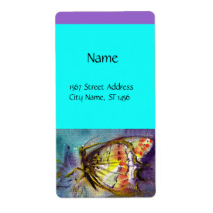 Étiquette MAGIC BUTTERFLY  Purple Aqua Blue Turquoise