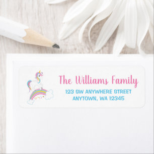 Étiquette Magic Rainbow Unicorn Adresse de retour
