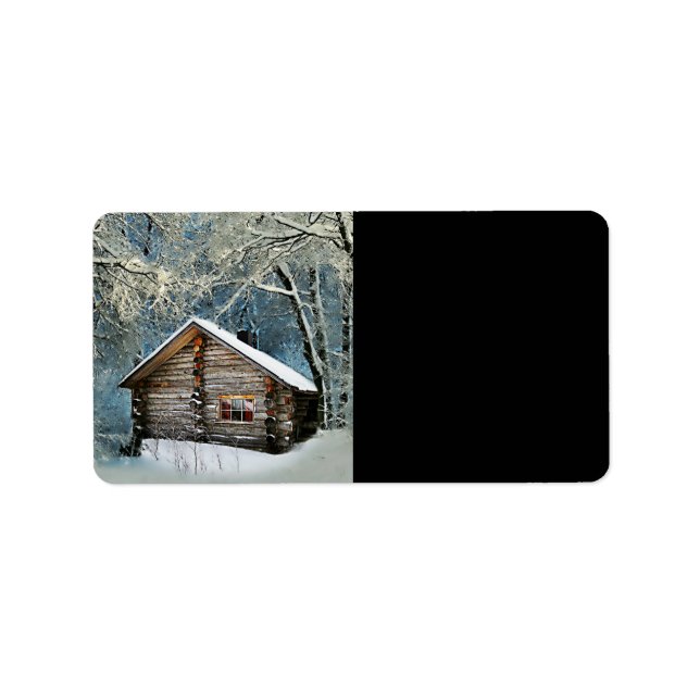 Étiquette Magie hivernale Rustique Cabine de billes (Devant)