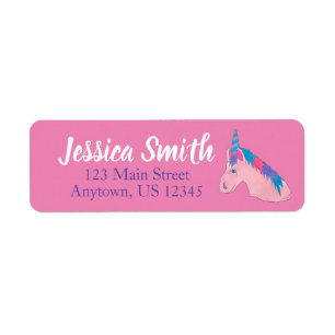 Étiquette Magique Pink Purple Horn Unicorn Cheval Mythique