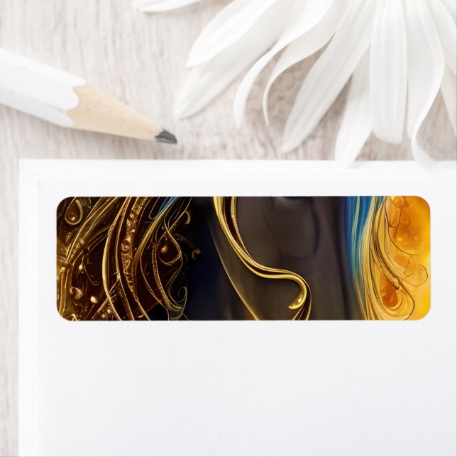 Étiquette Magnifique Cheval foncé Triptyque (En situation)