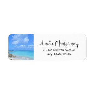 Étiquette Magnifique Plage Tropicale Turquoise - Adresse