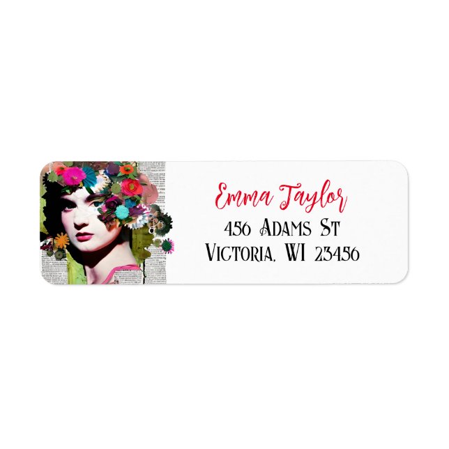 Étiquette Magnifique Vintage Lady Papier Collage Journal (Devant)