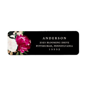 Étiquette Magnolia peint sur noir MARIAGE