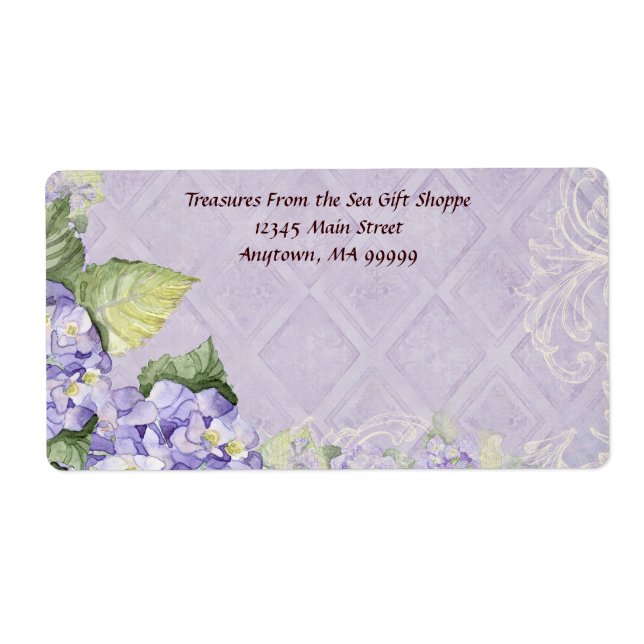 Étiquette Mailing Labels - Purple Hydrangea Swirl Shipping (Devant)