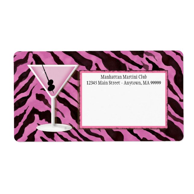 Étiquette Mailing Labels - Zebra Print 'n Martini (Devant)