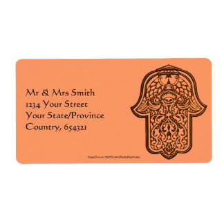 Étiquette Main de henné de Hamsa (orange)