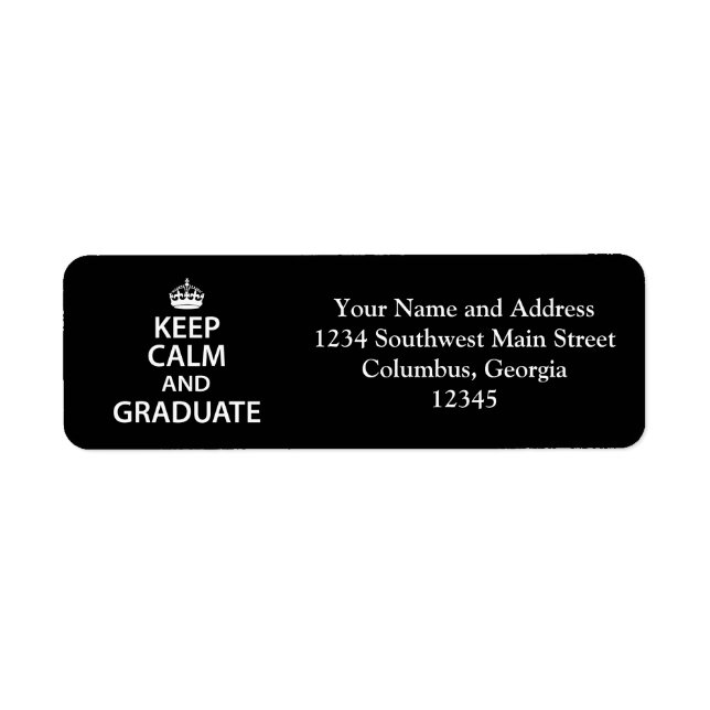 Étiquette Maintenez le calme et diplômés amusant Graduation (Devant)