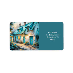 Étiquette Maison Bleue Vieux Imaginaire