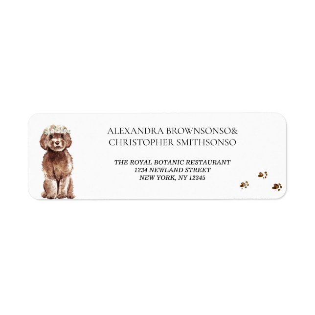 Étiquette Maison de chien Cavapoo marron Nouveaux mariés Mar (Devant)