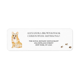 Étiquette Maison de chien Corgi Nouveaux Mariés Mariage