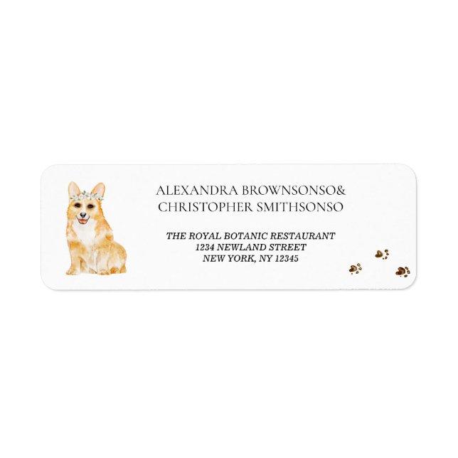 Étiquette Maison de chien Corgi Nouveaux Mariés Mariage (Devant)