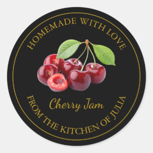 Étiquette maison de confiture de cerisier Noir