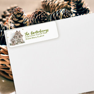 Étiquette Maison de Noël Vintage Cosy Personnalisée